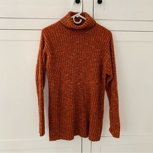 Reflections by Spiegel Orange Wool Blend Ribbed Turtle Neck Size Medium